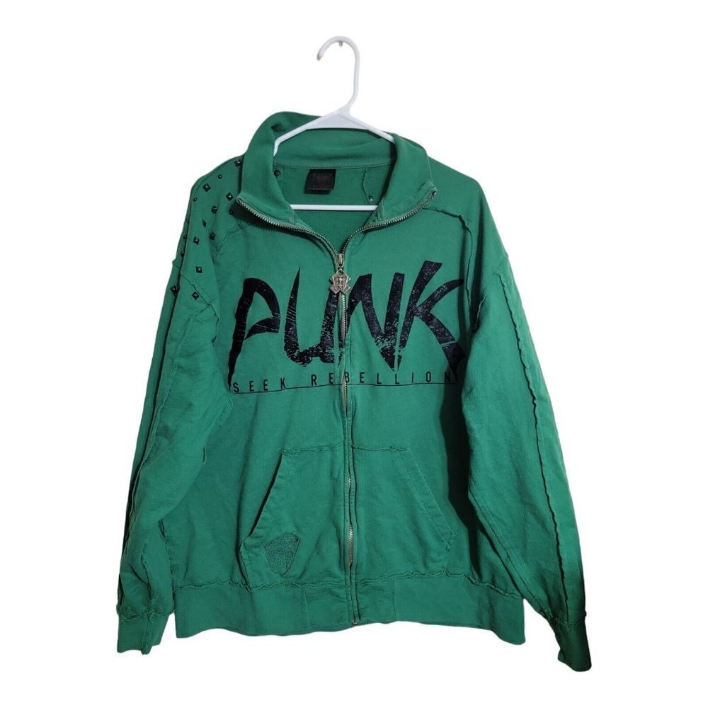 Vintage Black Label Jacket Mens Size 3X Green Y2k 2000s Hip Hop Retro